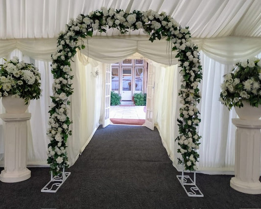 Wedding Arch with Two Floral Pedestals