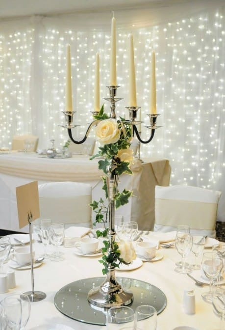 Wedding Arch with Two Rose Trees and Eight Candelabras